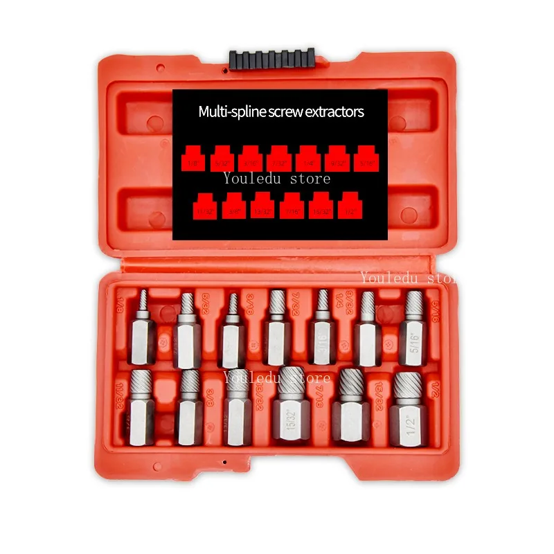 Suitable for hexagon socket screw extractor set, small sliding teeth, sliding wire, broken head, cross shaped straight