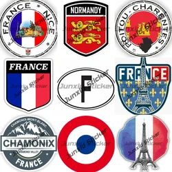 France Flag Shield Sticker French Eiffel Tower Car Decal Army of L'air Cockade Three-colored Decal Normandy Nice Seal Sticker