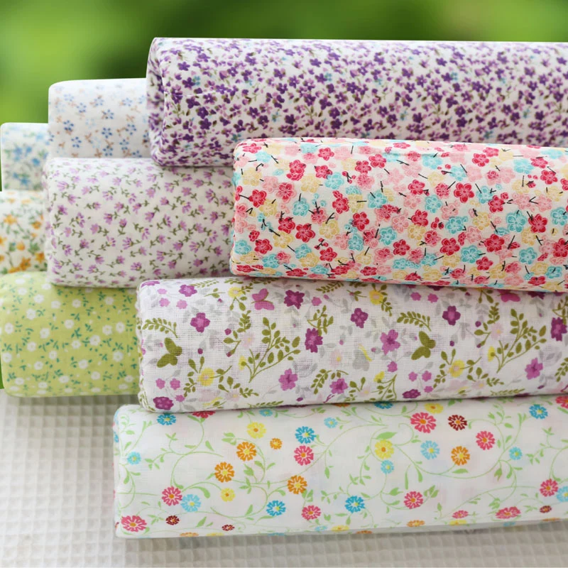 160x50cm Printing Fresh Floral Twill Cotton Fabric DIY Children\'s Wear Cloth Make Bedding Quilt Decoration Home 180g/m D30