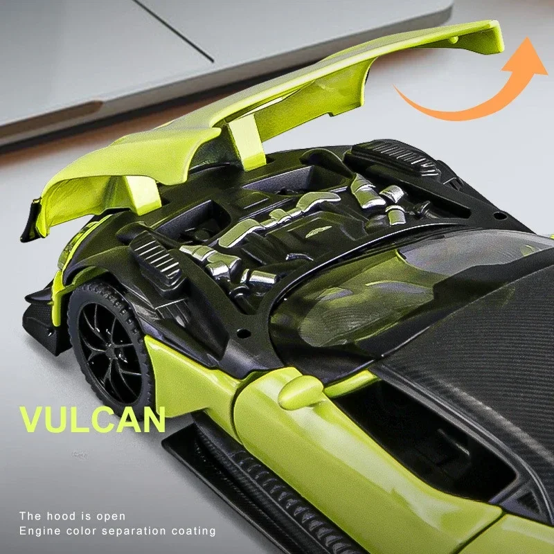Aston martin vulcan-ダイキャスト金属合金スポーツカー,1:32シミュレーションモデル,音と光,コレクション,子供のおもちゃのギフト