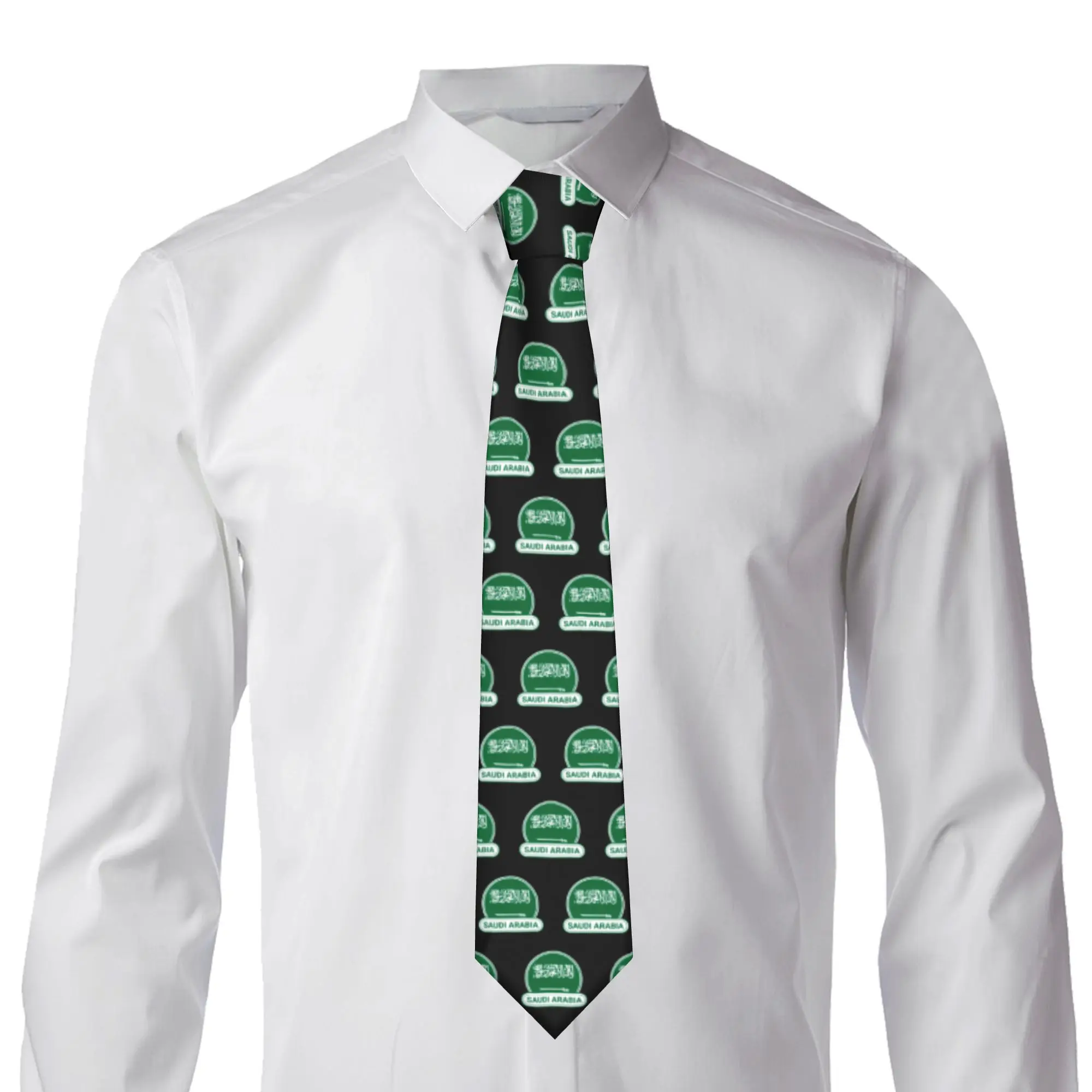 Saudi Arabia Country Badge Flag Tie Men Classic  Silk Business Neckties
