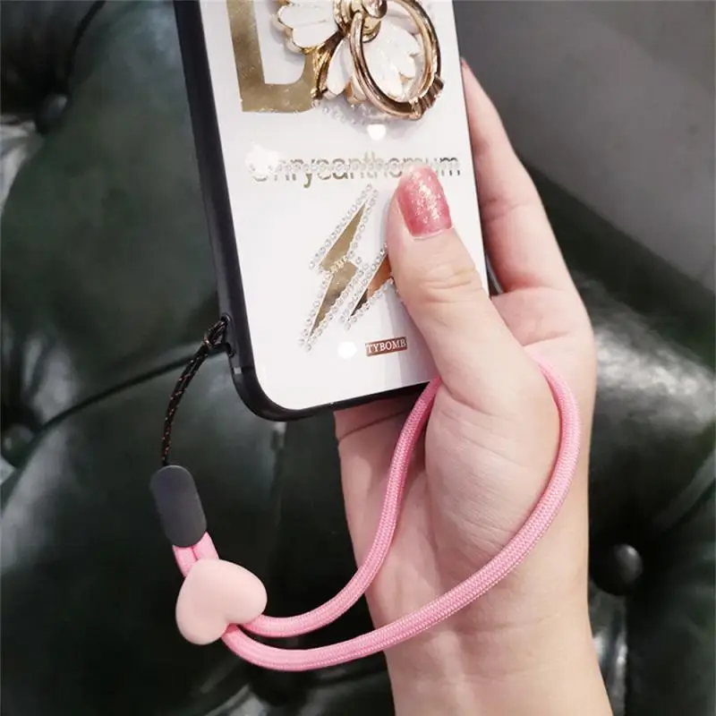 Creative Mobile Phone Lanyard Short Wrist Type Peach Heart Resin Mobile Accessories Phone Lanyard Ring Strip For