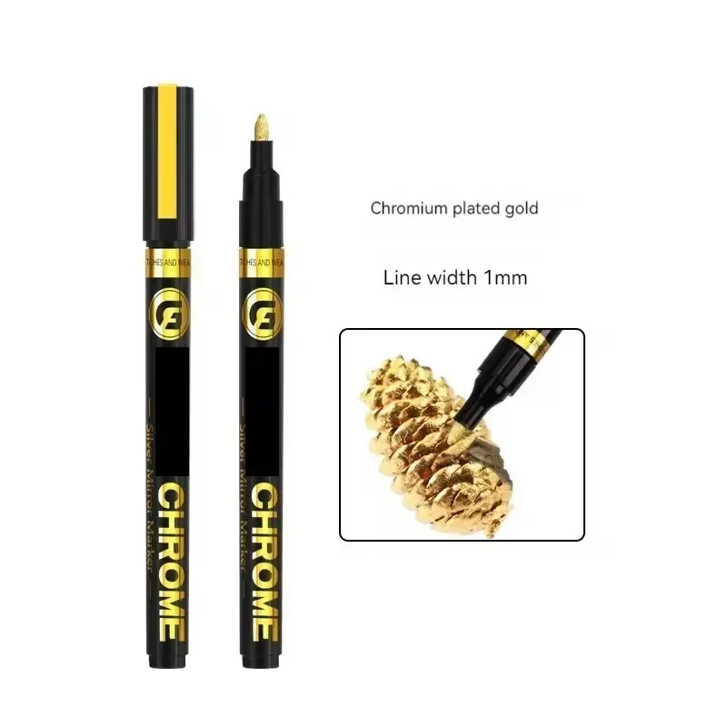 Chrome Mirror Electroplating Marker 0.7/1.0/2.0/3.0mm Paintbrush Silver Gold Yellow Red For Hand Coloring Graffiti Paintbrush image 6