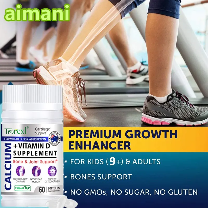 Natural Height Growth Maximizer for Kids, Teens, & Adults Vitamin D & Calcium Increase Peak Height Booster Bone Strength Pills