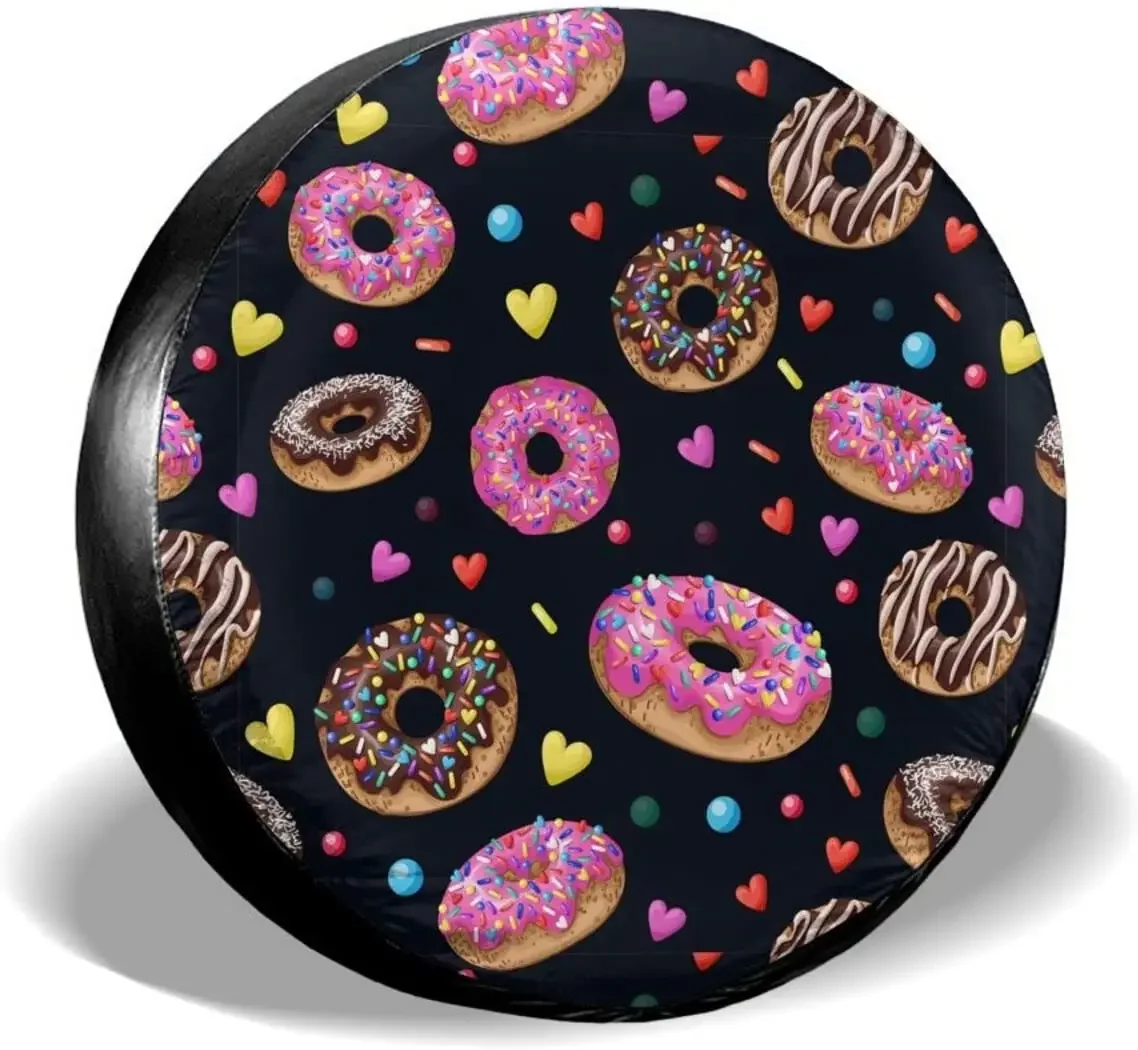 Colorful Donut Spare Tire Cover Waterproof Dust-Proof Wheel Protectors Universal for Trailer,,SUV,RV and Many Vehicl