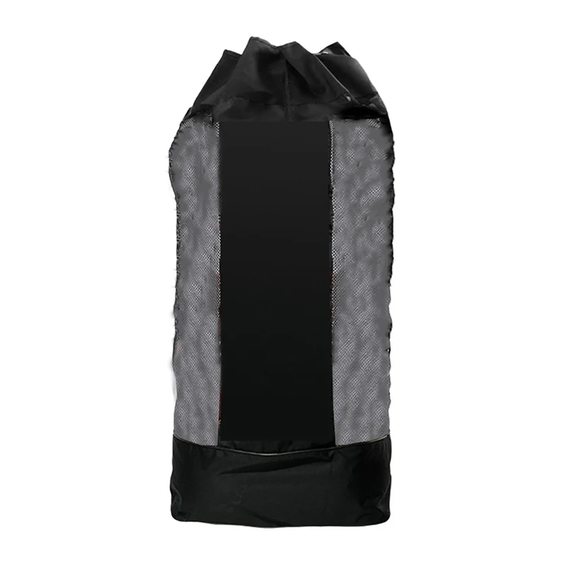 Large Mesh Ball Bag Drawstring Bag for Storage Soccer Basketball Volleyball Training Bags Black Sports Bag with Shoulder Straps