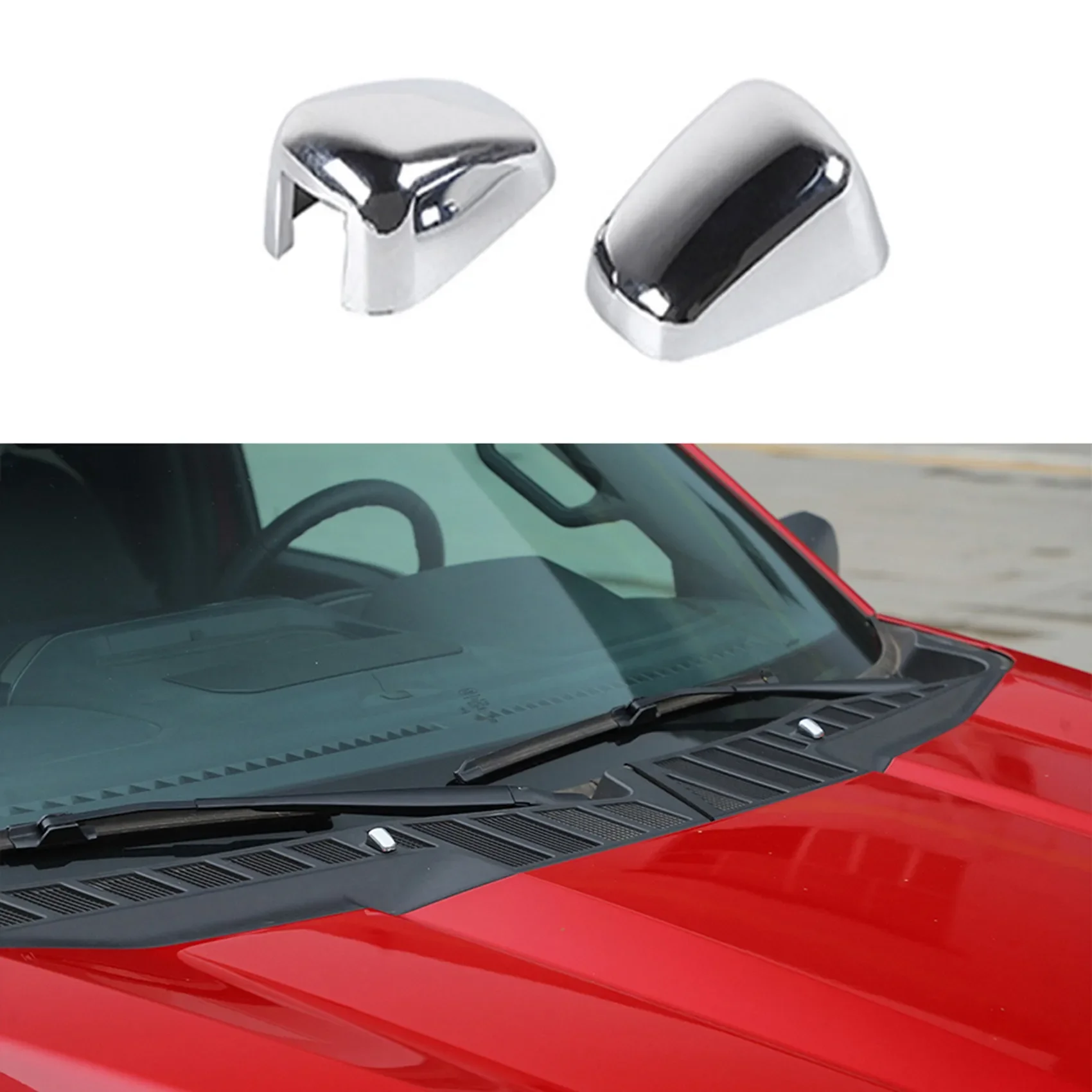 Pop Chrome Front Windshield Wiper Nozzle Decoration Cover Trim For-Dodge RAM Durango -Chrysler 300C