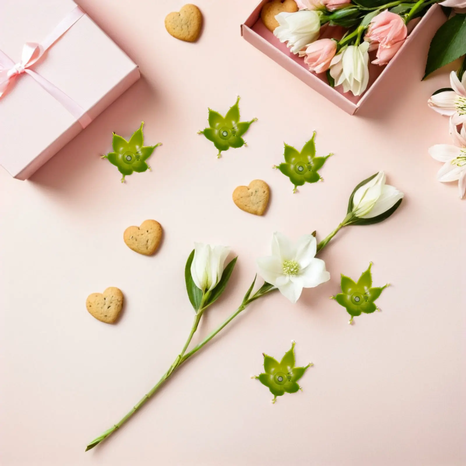 500Pcs Artificial Flower Calyx Plastic Rose Sepals for DIY Crafting Flower Base Floral Making Supplies Fake Rose Sepals