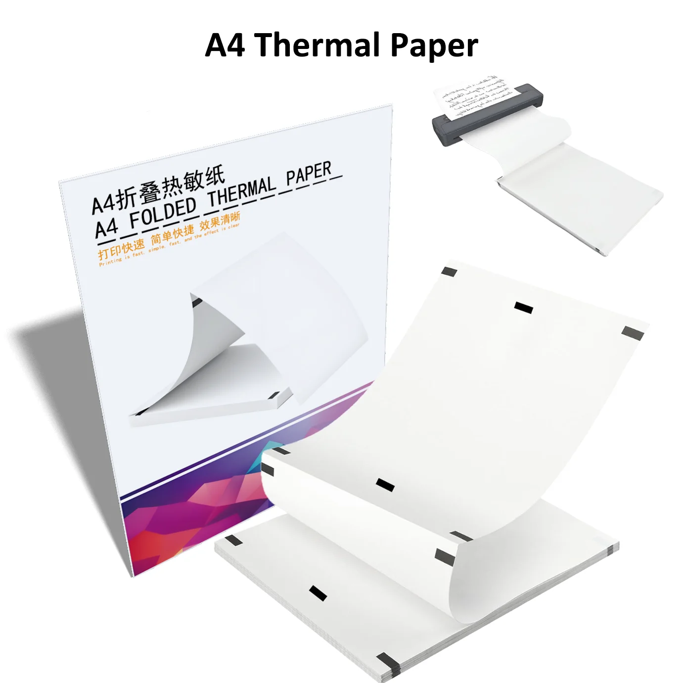 A4 Thermal Paper 100 Sheets High Speed Printing, Waterproof for Shipping Labels/Retail Receipts, Warehouse/Store/Home Printer