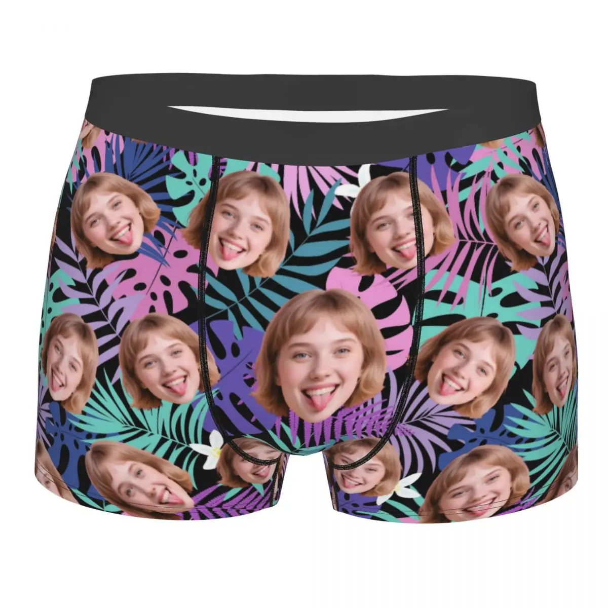 Custom Underwear Men Stretch Personalized Face Photo Boxer Briefs Shorts Panties Soft Underpants For Husband Valentine's Day