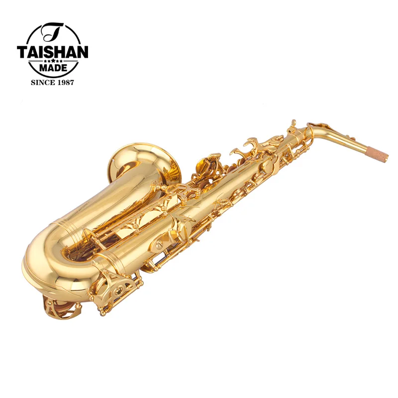 Gold Lacquer Brass Alto Saxophone Wind Musical Instrument For Beginner Student Practice And Performance
