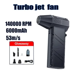 Turbo Jet Fan 140000RPM  Air blower Brushless Motor Handheld Duct Fan 6000mAh Portable Type-C Charging Car Cleaning and Drying