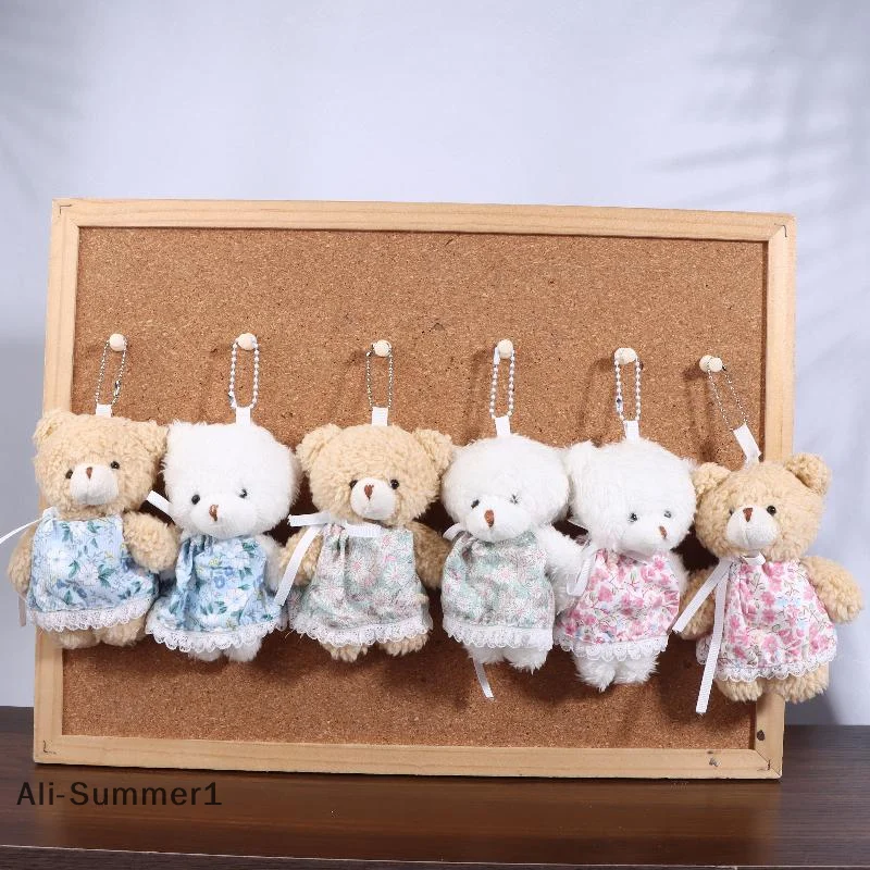 【E】 Cartoon bloemenrok beer pluche sleutelhanger gevulde beer pop sleutelhanger paar sleutelhouder tas hanger rugzak hangende decor geschenken