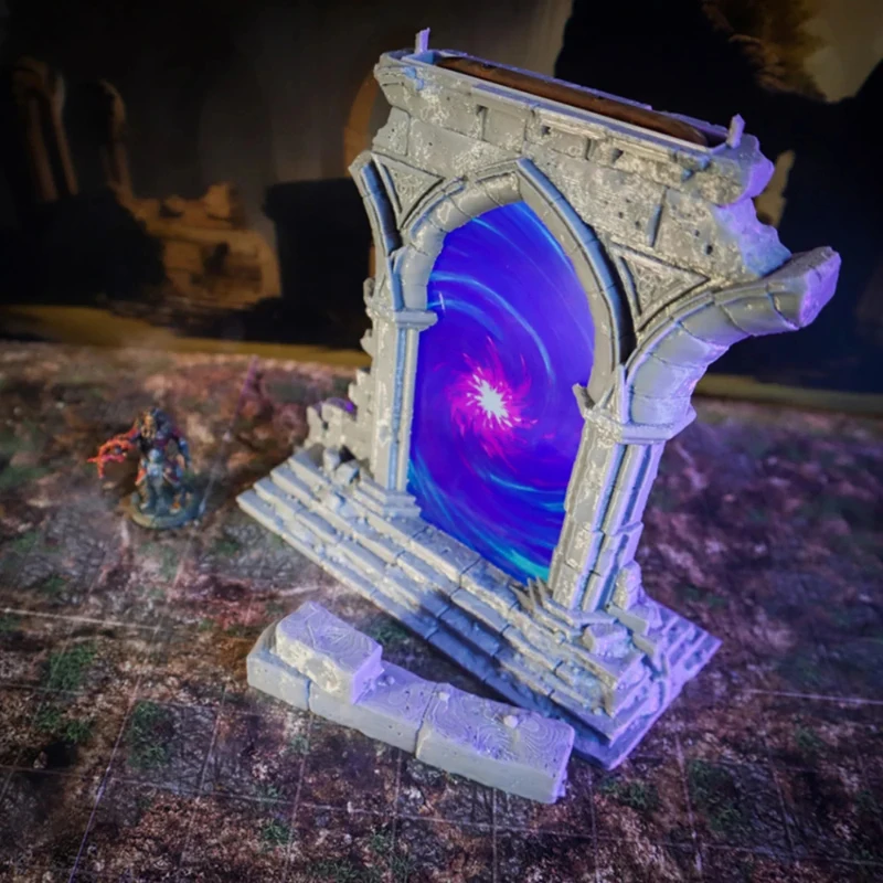 Creative Time Space Portals Resin Statue Ruined Archway Portals Mobile Phone Holder Home Office Tabletop Decorative Sculpture