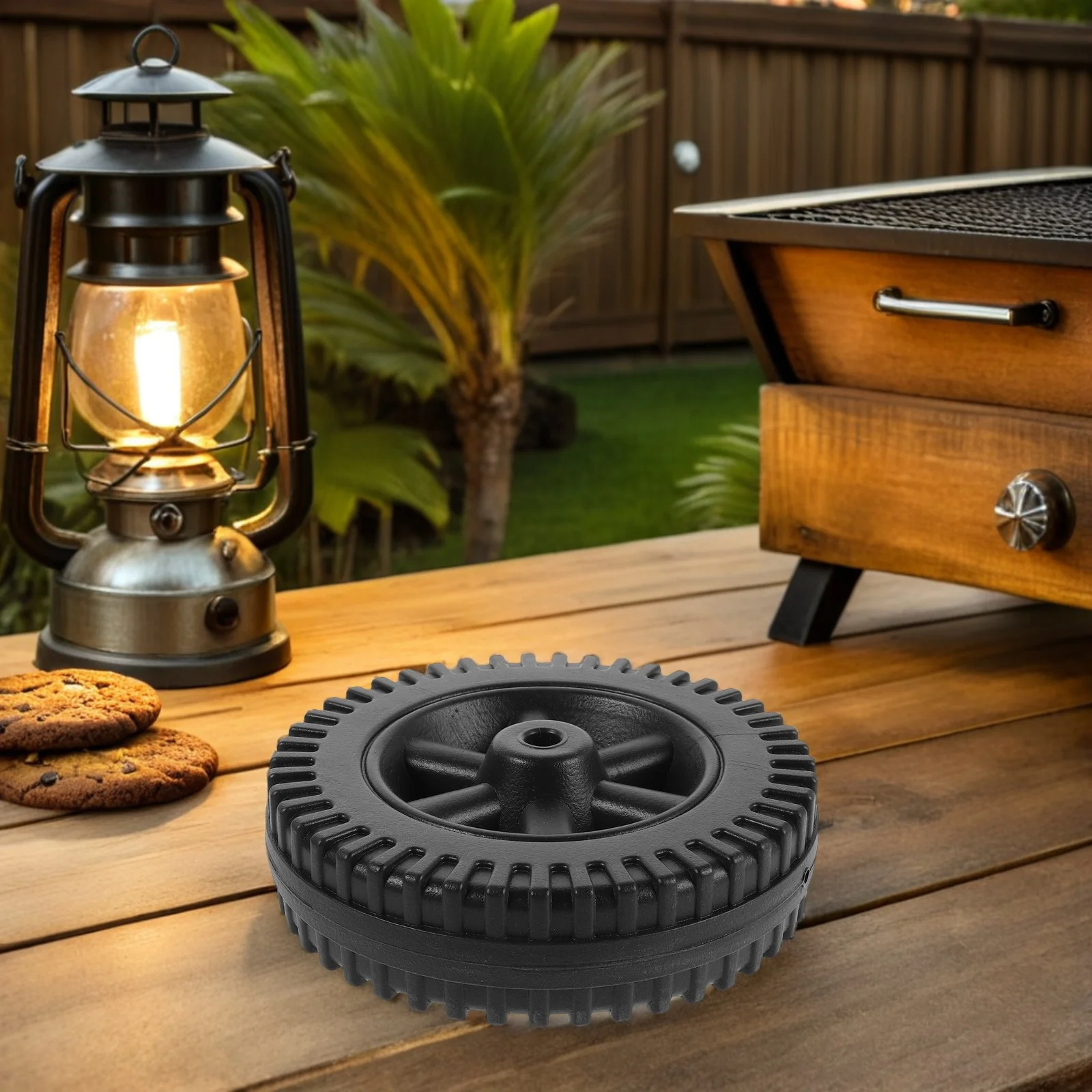 

4Pcs Outdoor Grill Wheels 6 Inch Black Plastic Blow Molded Directional Caster Replacement for Barbecue Oven Cart Accessories