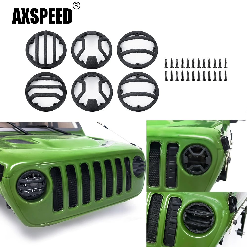 AXSPEED 6Pcs Nylon Front Light Guards Grille Cover for Axial SCX6 AXI05000 JEEP Wrangler 1/10 RC Crawler Car Decoration Parts