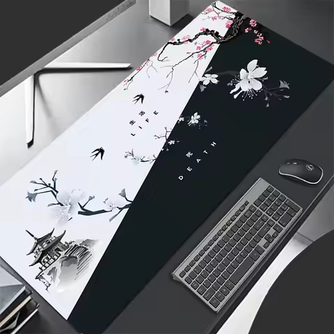 Mouse Pad Gaming Pc Accessories Laptop Computer Japanese Cherry Blossom Pagoda Pc Gamer Keyboard Desk Mat Big Mousepad Gift