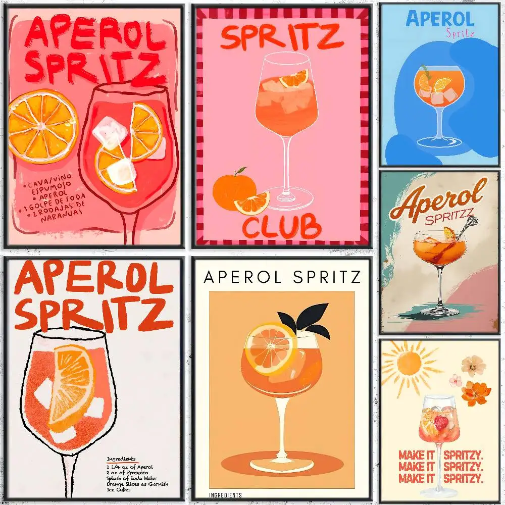 Classic Movie Juice Mojito A-Aperol S-Spritz Posters High Quality Self-adhesive Wall Art Decorations Color Prints Sticky