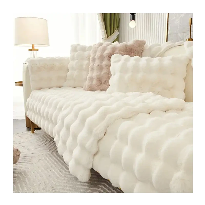 

Не выцветает, однотонное белое одеяло для дивана цвета слоновой кости, можно стирать в машине, не выпадает волосы, пушистый чехол для дивана с кроликом