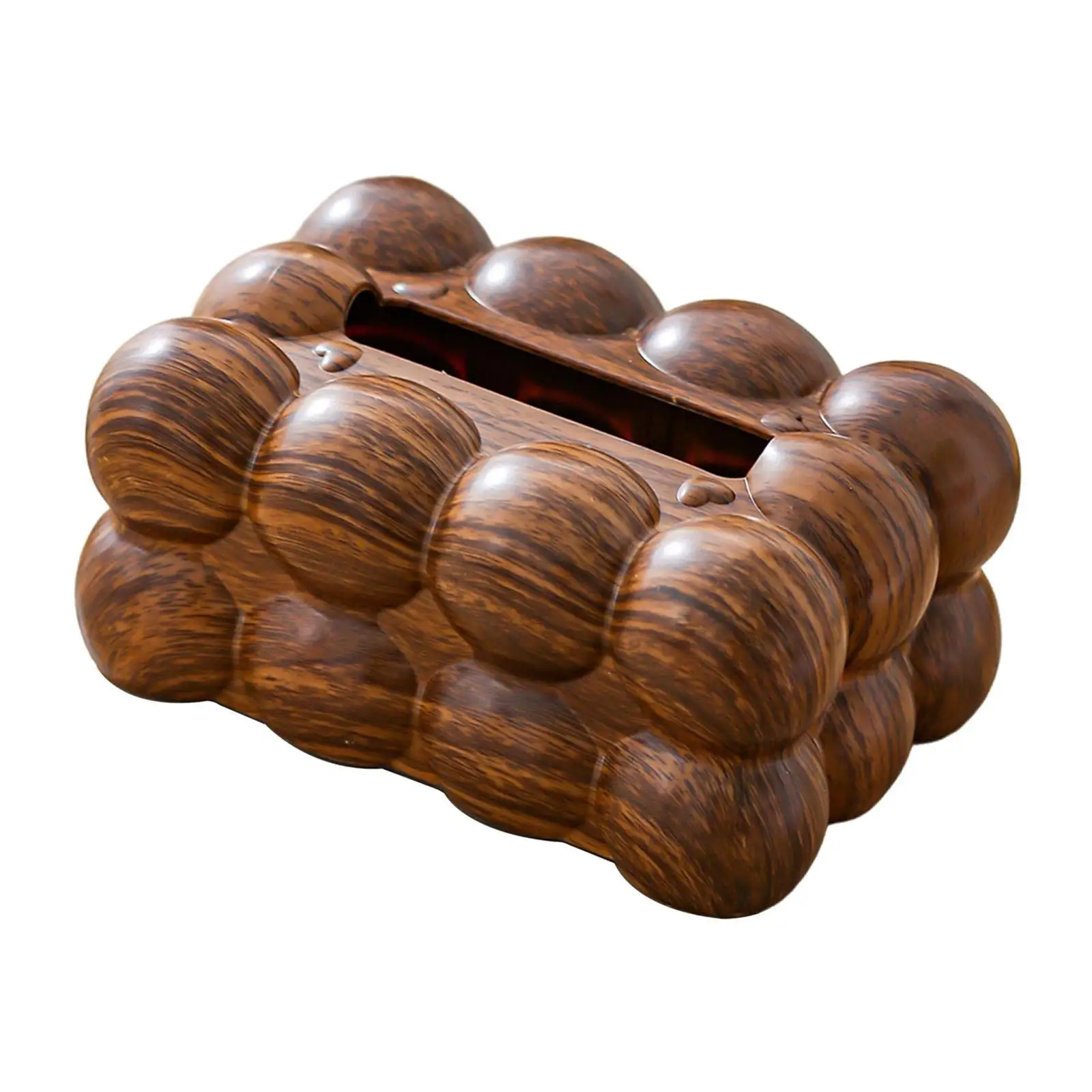 Tissue Box Holder Imitation Wood Grain Tabletop Decorative Organizer Creative Stylish Tissue Holder for Household Kitchen