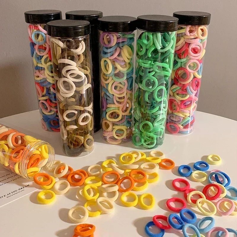 100/300/500 sztuk kolorowe podstawowe nylonowe elastyczne gumki do włosów dla dziewczynek kucyk Hold Scrunchie gumka moda dziecięca akcesoria do włosów — zdjęcie 2