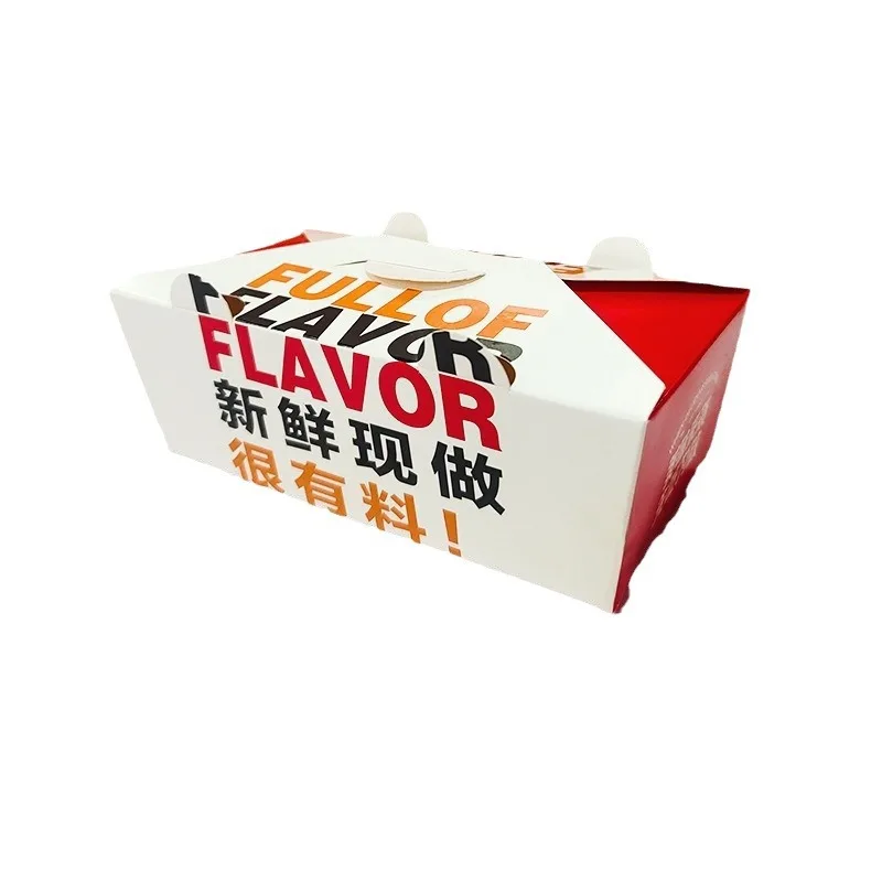 Custom. In Stock No Fold Commercial Korean Fried Chicken Box Takeaway Thickened Disposable Food White Card Oil-proof Lunch Box P