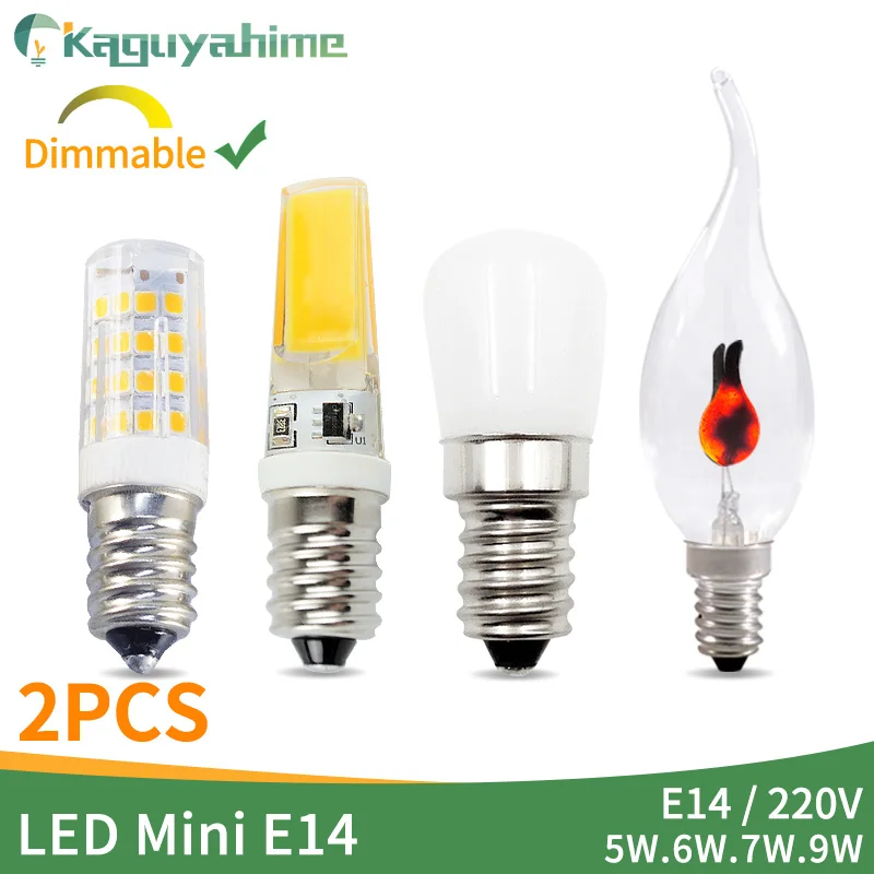 Kaguyahime 2pcs Dimmable Mini Ceramic COB E14 LED Bulb Light 220V Led Lamp 5W 6W 7W 9W Candle Spotlight Lampada Ampoule Bombilla