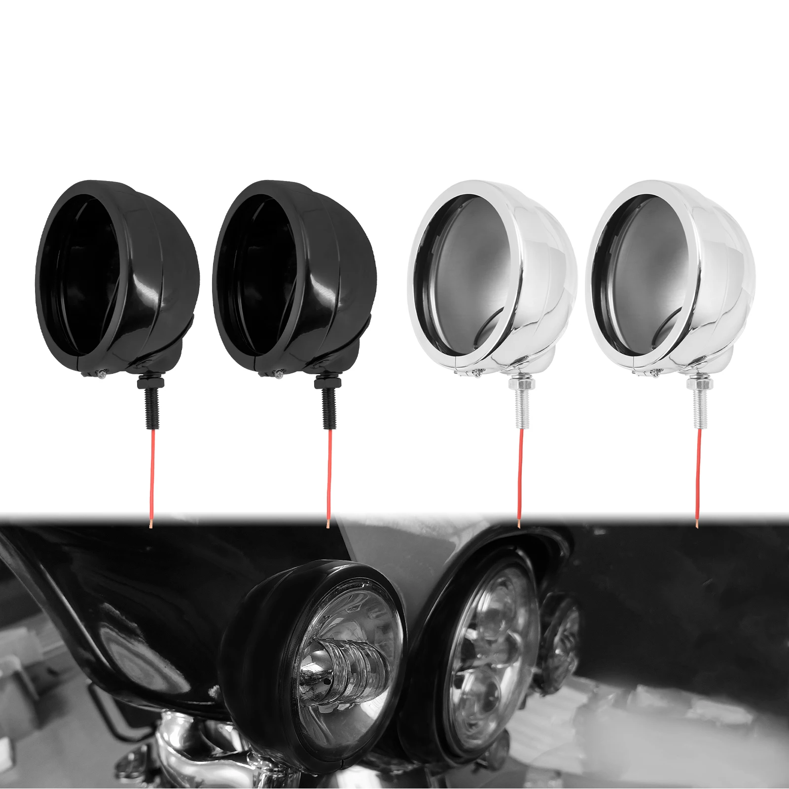 

Motorcycle 4.5" Led Fog Light Outer Cover Trim Bracket Housing For Harley For Touring For Electra Glide Road King Street Glide