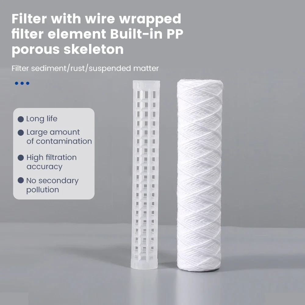Household 10 Inch 5 Micron PP String Wound Filter Cartridge High Efficiency Universal Sediment Water Pre Filter Replacement