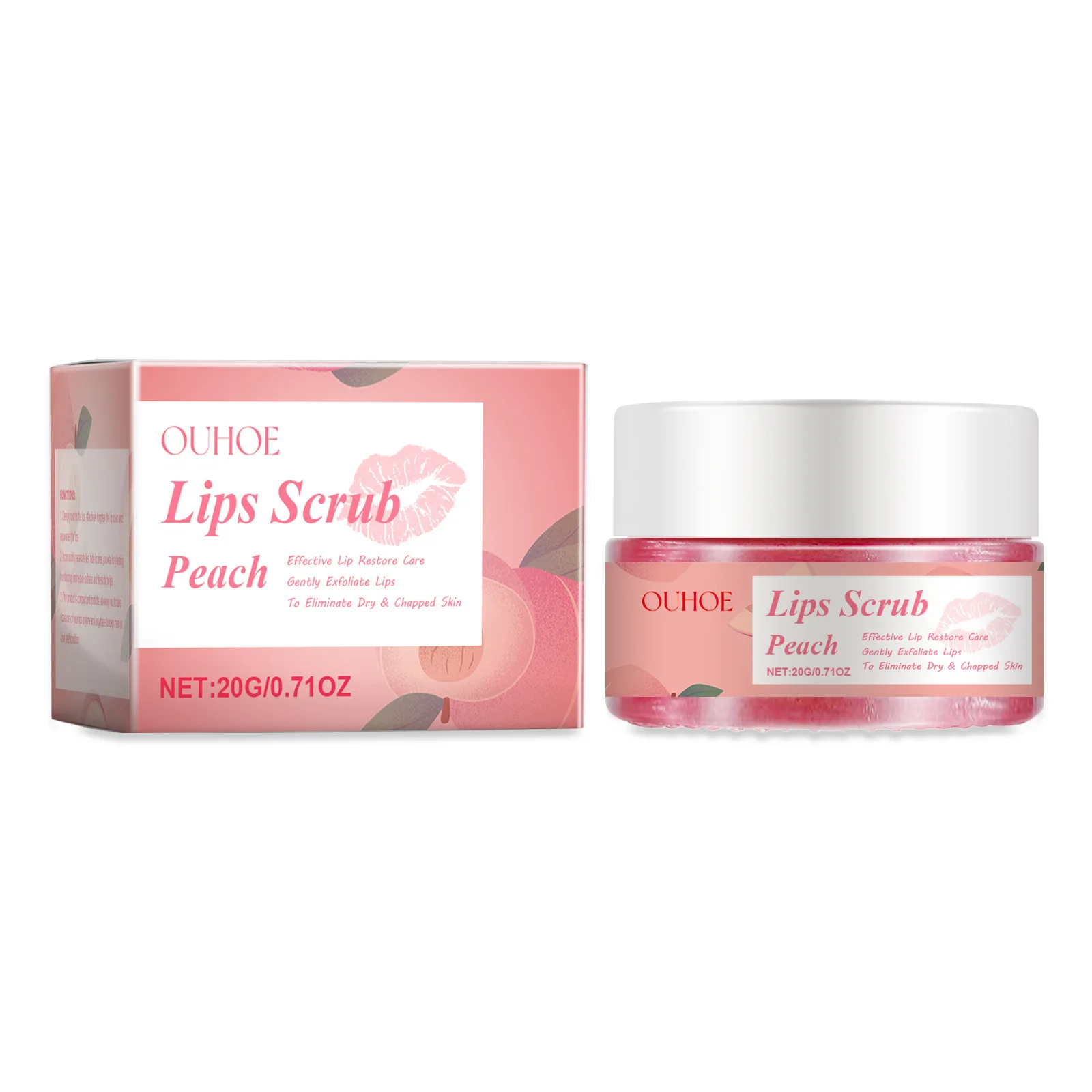 Peach Brightening Lip Scrub Exfoliating Pink Plumper Moisturize Smooth Skin Repair Lighten Fine Line Dead Skin Remover Lip Scrub