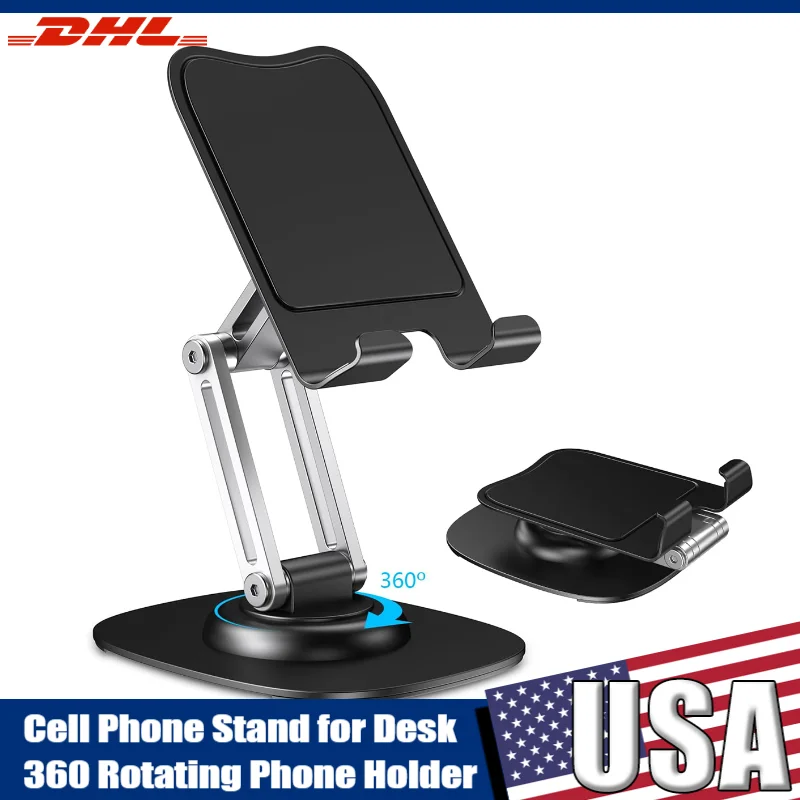 

Подставка для мобильного телефона, регулируемый складной настольный держатель для планшета, вращающийся на 360 градусов ленивый кронштейн для телефонов 4–6,7 дюйма