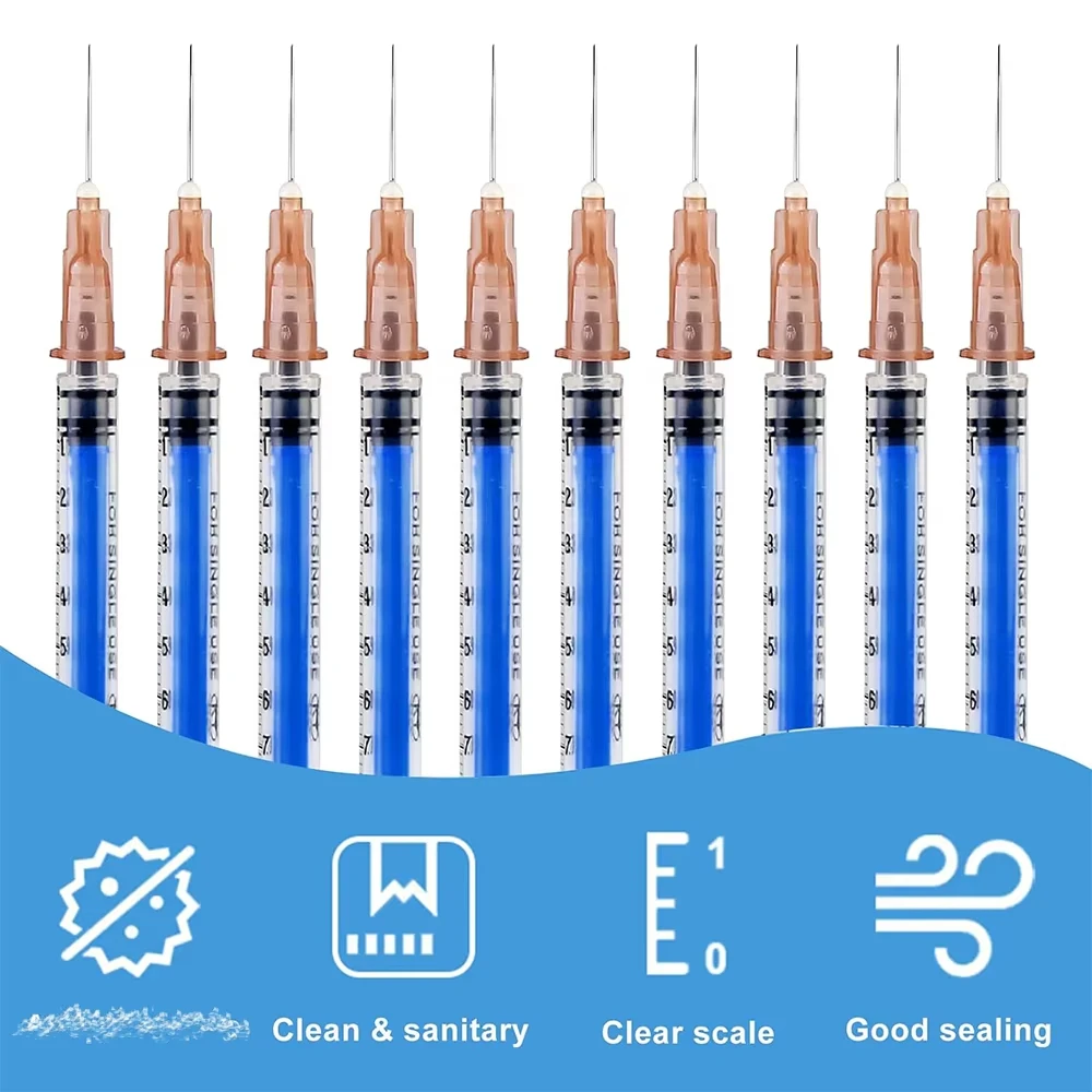 10/30/50 Stück Einweg-Laborspritzen mit 1 ml Fassungsvermögen und 1-Zoll-Nadel, für Viehfütterung und Injektionen, einzeln versiegelte Verpackung, 2,5 ml, 5 ml – Detail 3