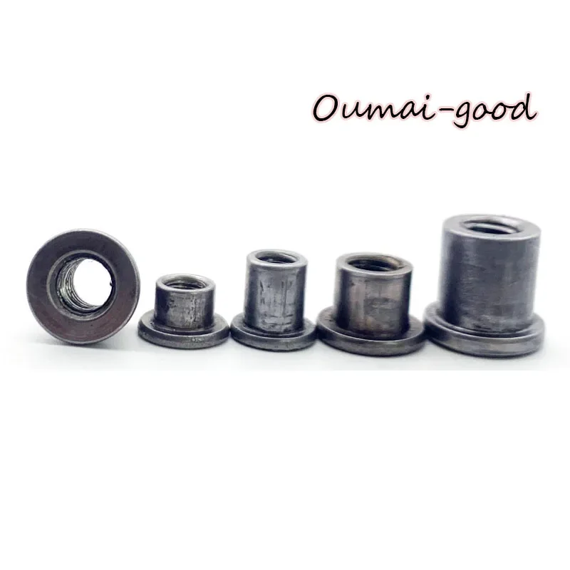 50pcs High Quality Metric Grade 4.8 Carbon Steel T-shaped Welding Nut Step Round Lock NutCold Heading Iron Plate T-cap M4 M6 M8