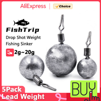 FishTrip Lead Sinker 5-10pcs Round Fishing Weight Sinker Freshwater Saltwater Weight Drop Shot Fishing Accessories 3.5g 5g 7g