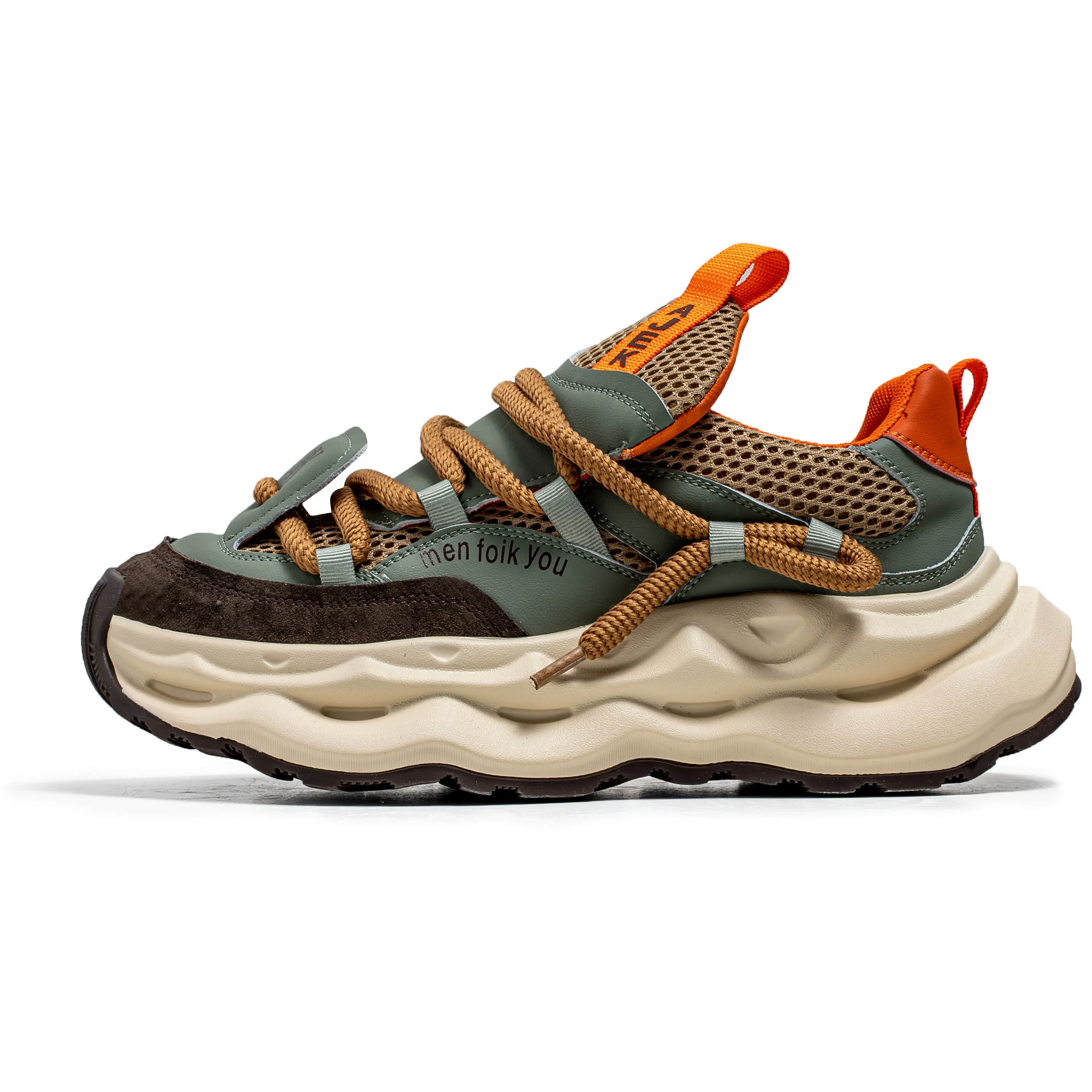 أحذية رياضية للرجال مكتنزة ، أحذية رياضية غير رسمية ، شبكة جيدة التهوية ، مدرب مصمم ، ملابس الشارع الخضراء ، الموضة ،