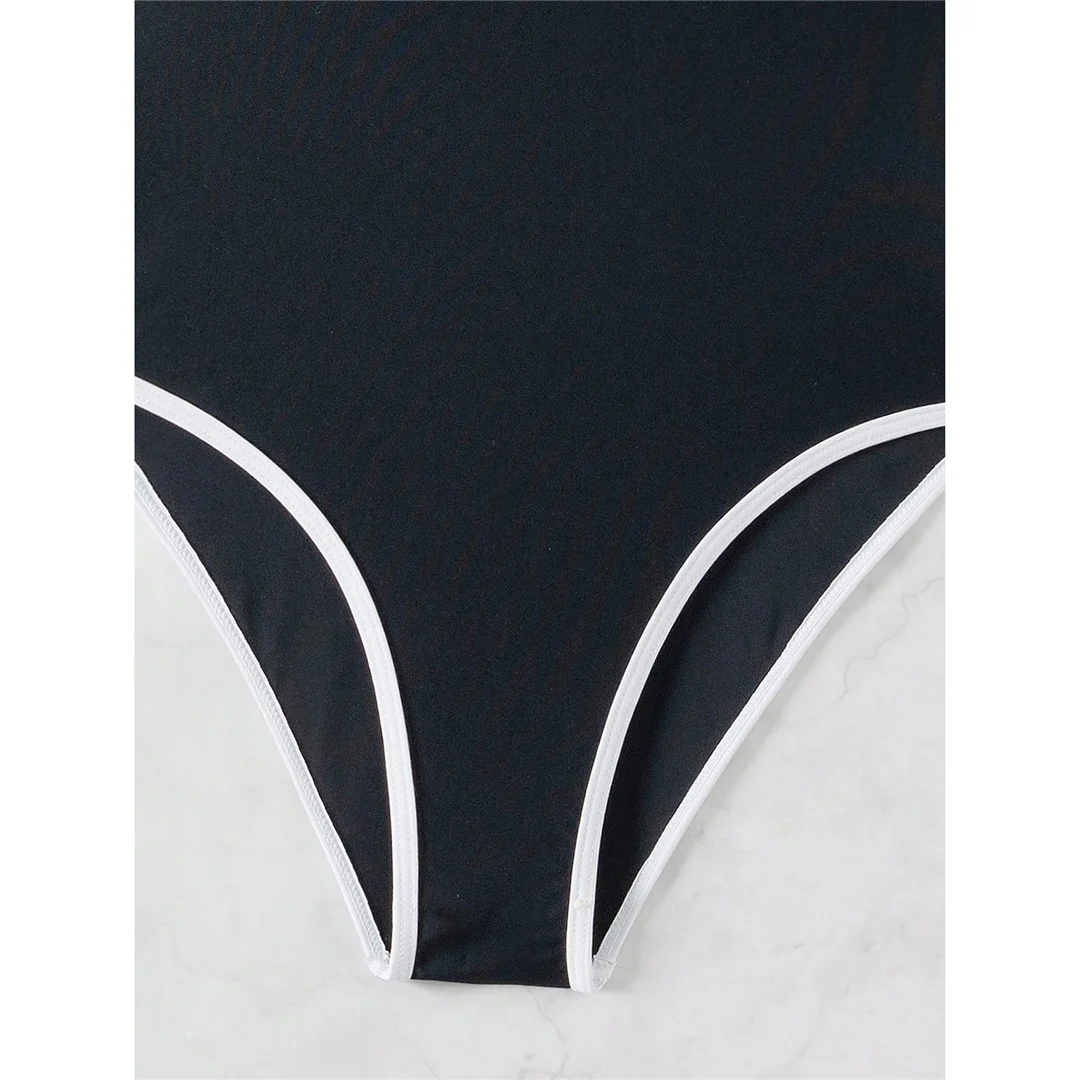 S - XL, rückenfreier, hoch geschnittener Badeanzug mit seitlichen Einsätzen, einteiliger Badeanzug für Damen, gepolsterter Monokini-Badeanzug, Badebekleidung, Badeanzug, Modell V6789. – Detail 13