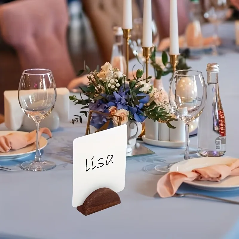 1/10 Stück halbrunde Holzsockel für Hochzeits-Tischkartenhalter, Restaurantmenüs und Fotoständer – geeignet für Hochzeiten, Partys – Detail 4