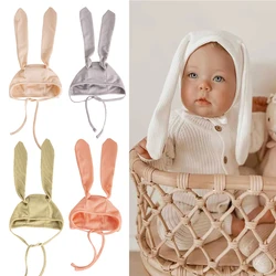 Gorro de bebé con Orejas de conejo largas para niñas y niños, gorro bonito para recién nacidos, gorros para niños pequeños, accesorios Kawaii para bebés de 0 a 2 años