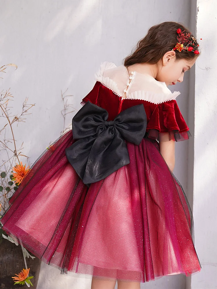 Christmas Dress Flower Girls Dress For Birthday Formal Party Junior Concert Banquet Princess Gown Party Dress For Kids Birthday