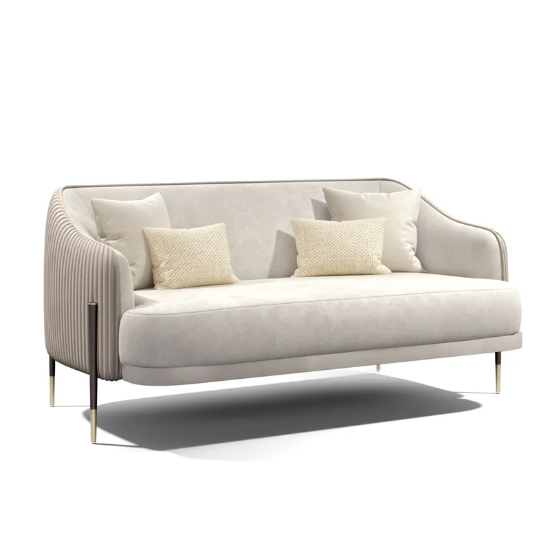 Modern Minimalist Cream Style Single Three-Seater Sofa Italian Design For Luxury Casual Living