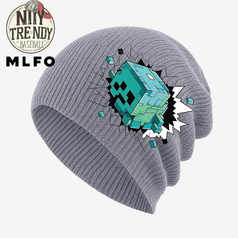 1‑3 Years Kids Knit Cold Hat Game Block Pixel Character Print Toddler Soft Knitted Beanie Autumn Winter Daily Outdoor view 4