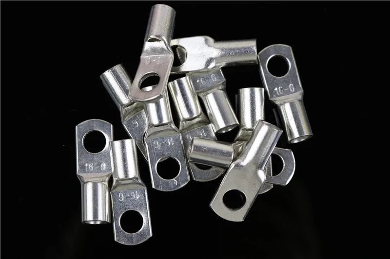 50PCS SC16-6 Tined copper connecting terminal 16-6(DTGA) bolt hole cable lugs battery terminals 16mm square wire