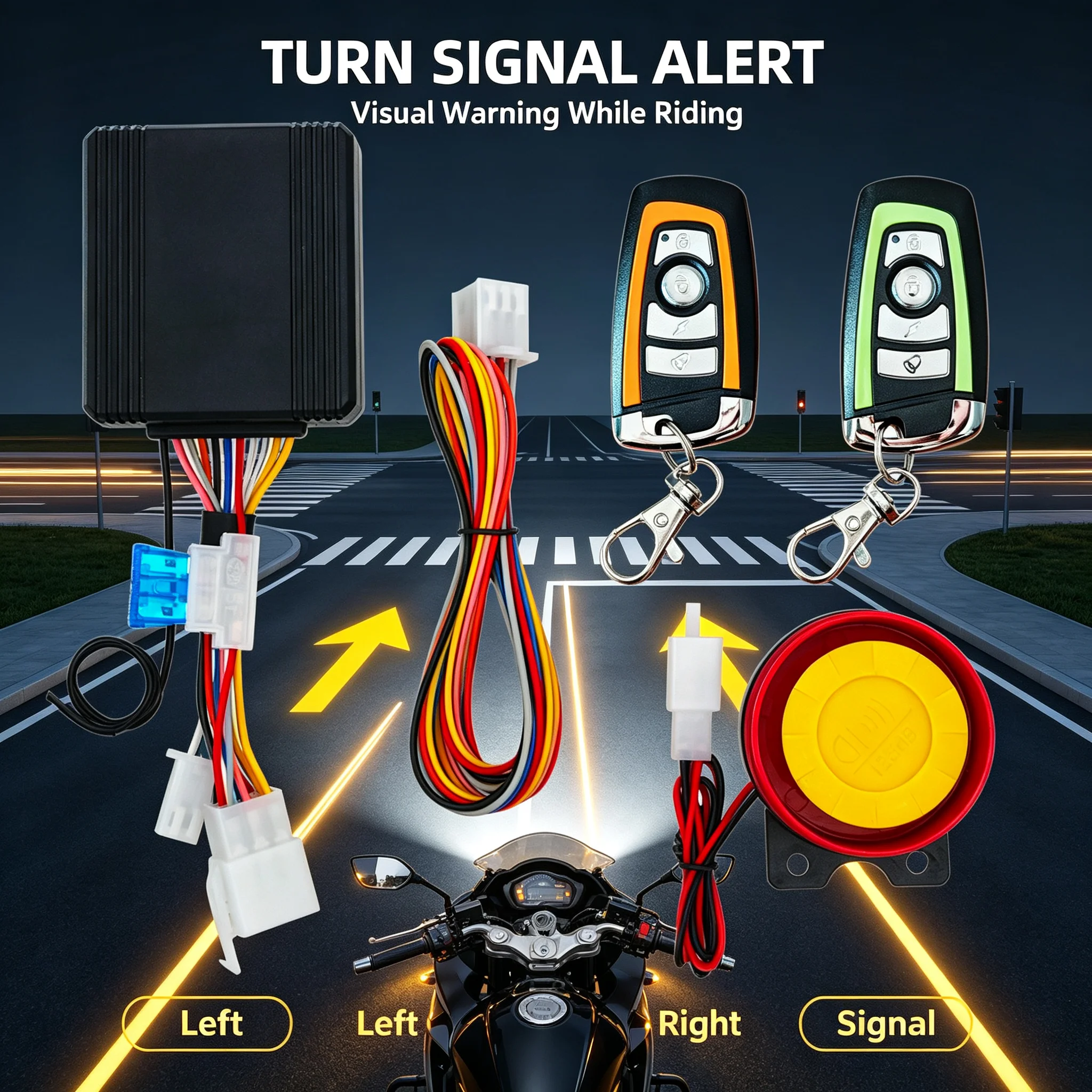 New Multifunctional Motorcycle Anti-Theft Alarm with Automatic Defense, Ignition and Shutdown, Silent Dual Flash Steering Prompt