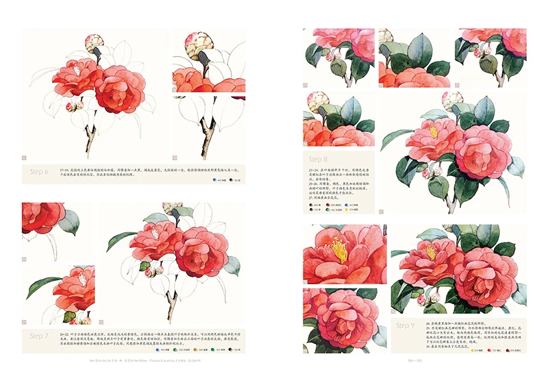 Flowers & Juveniles illustration Painting Book Ancient Characters Watercolor Technique illustration Tutorial Book