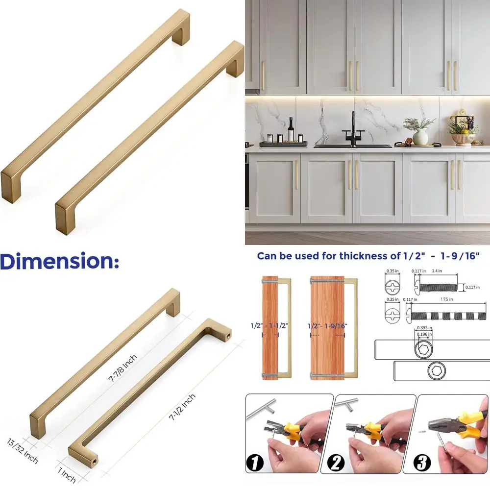 

Solid Champagne Bronze Cabinet Handles, 7-1/2 Inch Square, 10-Pack, for Kitchen Cabinets and Drawers, Hardware Pulls