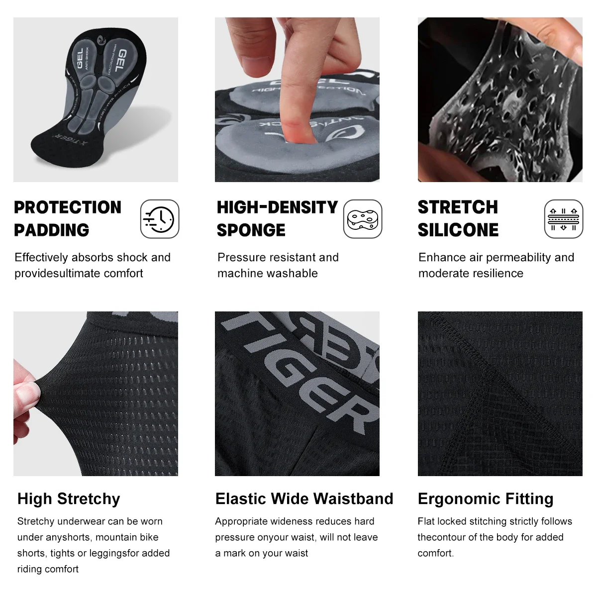 X-TIGER Bike Racing Briefs Gel Cushion Breathable Comfort Men's Shockproof Shorts Casual Shorts MTB Road Bike Cycling Shorts image 4