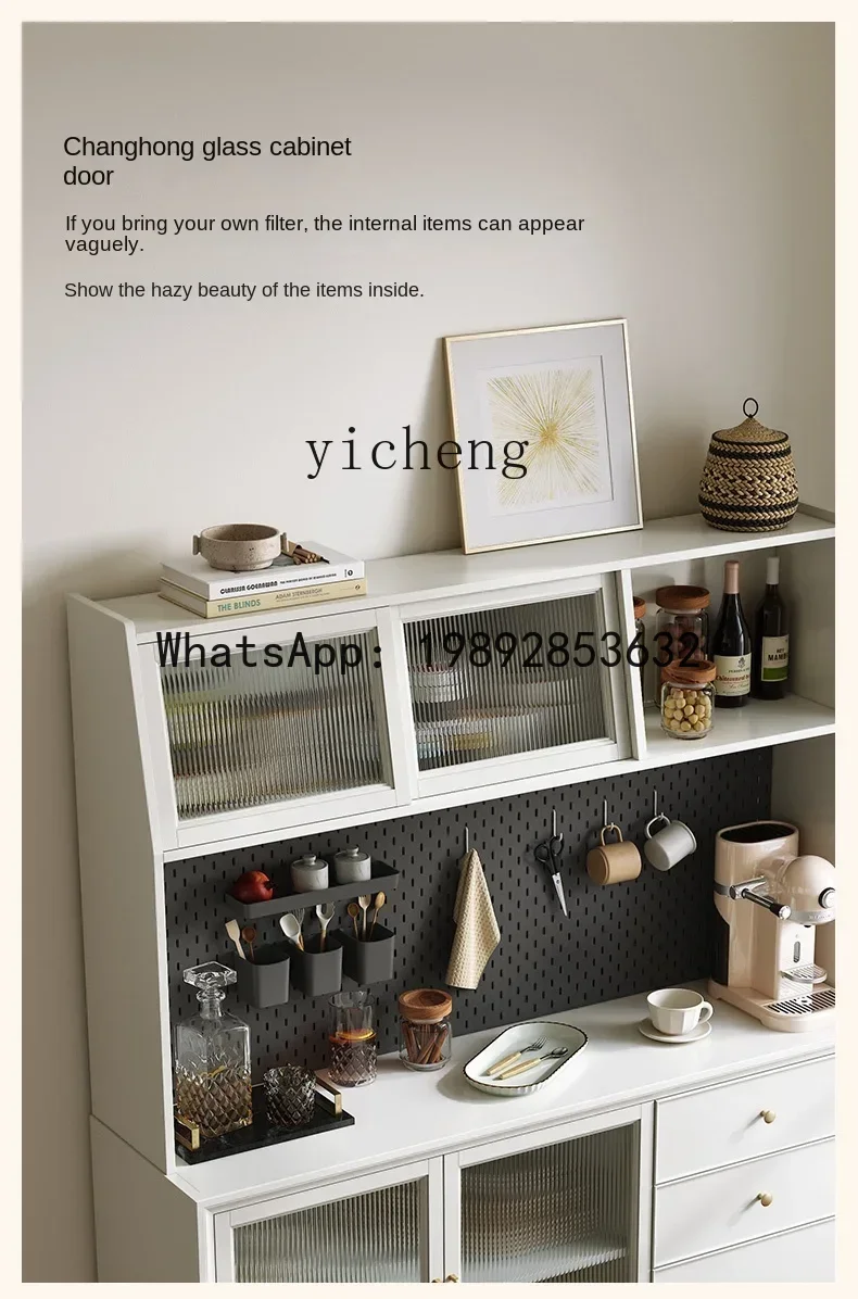 LYY  Light Luxury Solid Wood Wire-Wrap Board Sideboard Cabinet Home Kitchen Storage Tea Cabinet