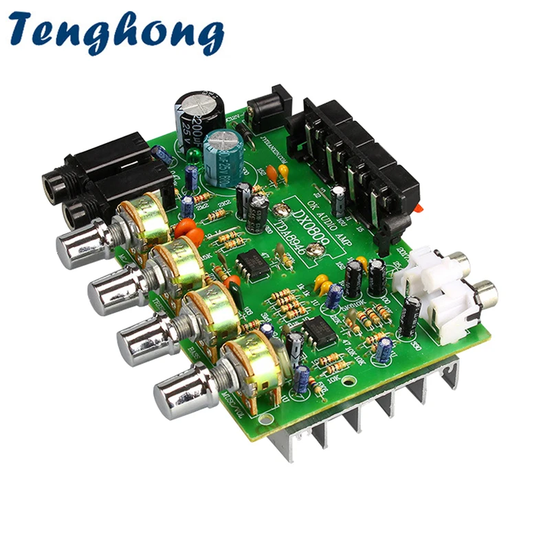

Усилитель звука Tenghong 1 шт., TDA8944 8946, 2.0, 40 Вт*2, DC12V, двухканальный, с микрофоном, для дома, авто, автомобиля
