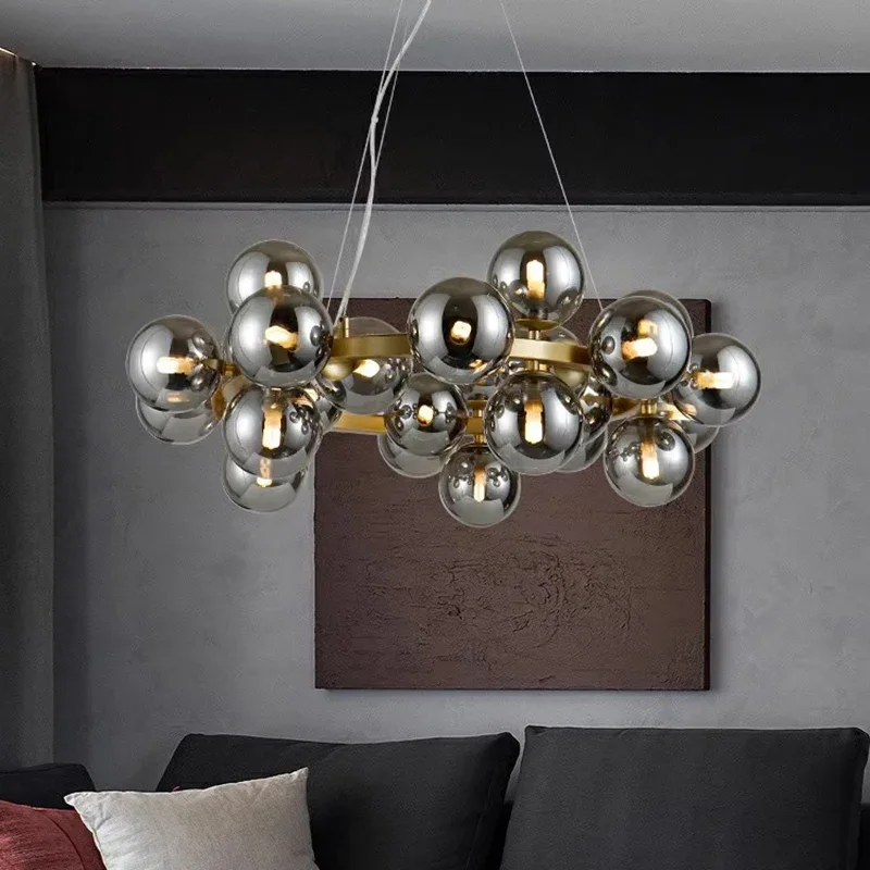 Modern Glass Bubble Pendant Lamp Round Chandelier Light Fixture for living room dining room Bedroom Kitchen
