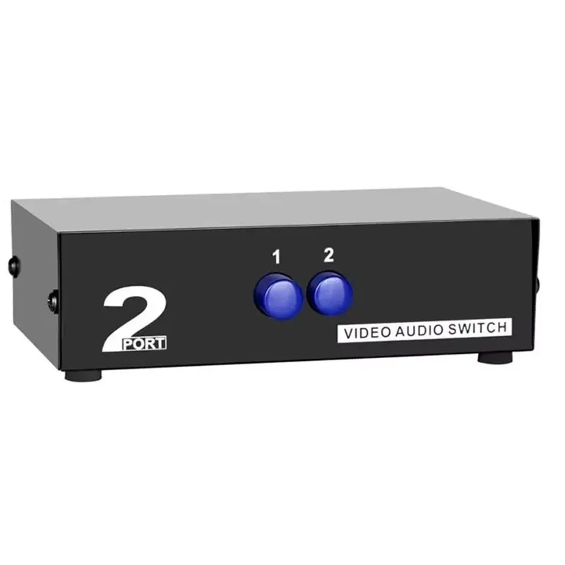 Conmutador AV RCA de 2 puertos, 2 entradas y 1 salida, caja selectora de audio y vídeo compuesto para TV, reproductor de DVD, si